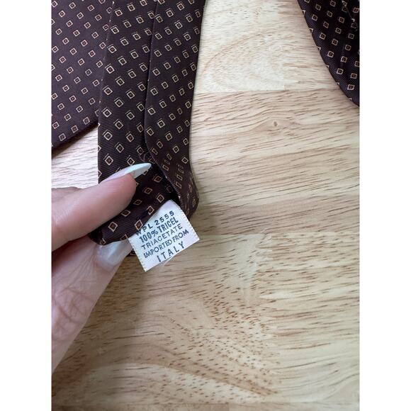 Vintage Kelly 1 Men's Neck Tie Brown Gold Geometric Squares - Picture 9 of 11